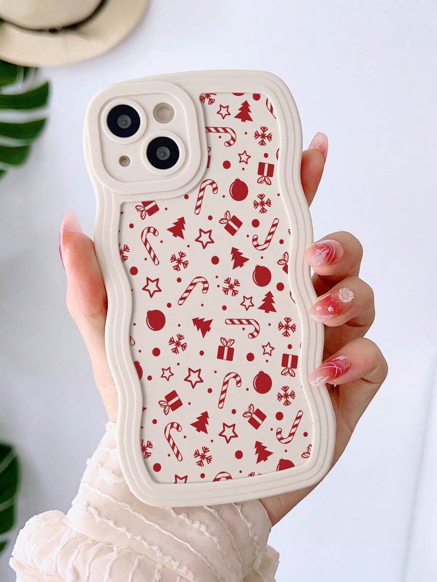 1 Mẫu Vỏ Điện Thoại Di Động Chống Rơi Toàn Diện Màu Đỏ Giáng Sinh Lượn Sóng Tương Thích Với IPhone - Nhiều màu - Xem 1