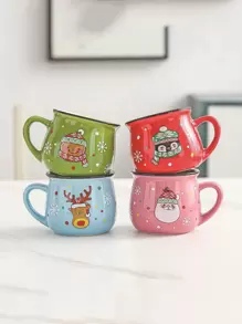 聖誕節陶瓷杯家庭烘焙卡通聖誕老人慕絲杯,聖誕老人咖啡杯,辦公室禮品,適合孩子、朋友和家人