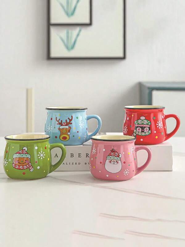 Caneca De Cerâmica De Natal, Caneca De Café De Mousse De Santa Cartoon Para Cozinha Em Casa, Presentes De Natal Para Crianças, Amigos E Família No Escritório