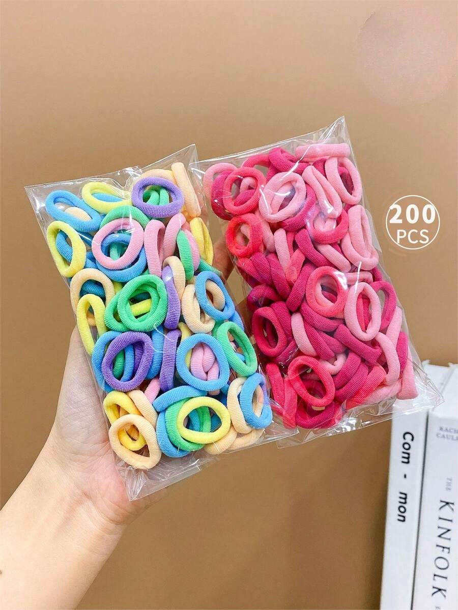 2packs/200pcs Girl's Mini Colorful Hair Ties - Multicolor - View 1