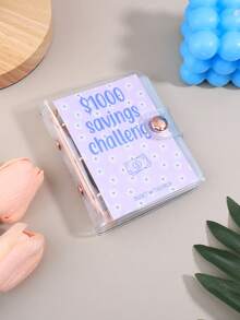 1pc Mini Binder Saving Challenge 1000 Dollars Saving Budget Cash Envelope Wallet Budget Binder Notebook Planner - Purple - View 6