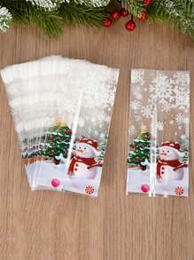 50 个雪人塑料礼品袋糖果饼干烘焙包装袋圣诞装饰 2023 年家居新年 2024 年，圣诞节 - A 款包袋 - 查看 3