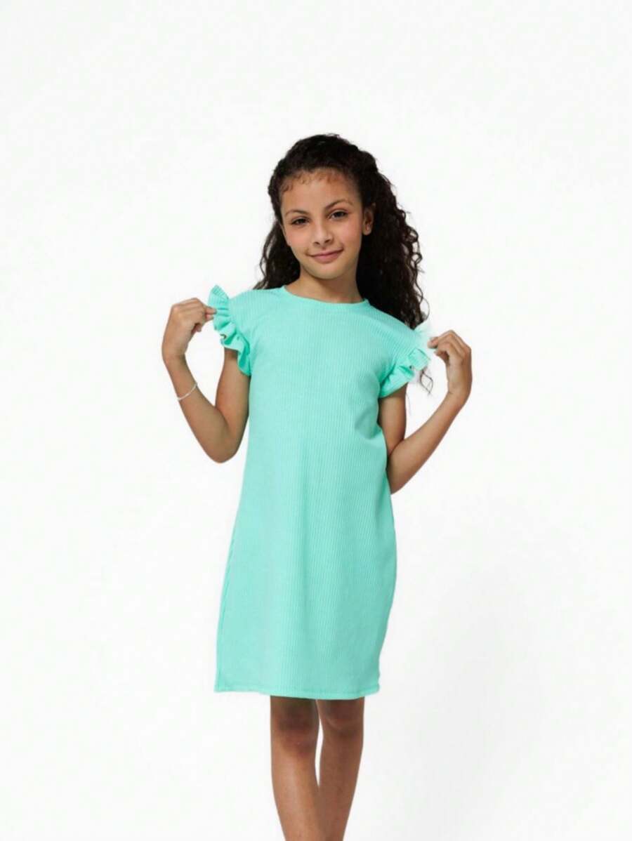 Young Girls Dresses - Green - View 1