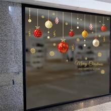 42pcs Gold Christmas Window Clings,DIY Christmas Ball Static Window Stickers Decals For Showcase Windows Glass Doors Christmas Ornament Gifts,Christmas