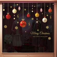 42pcs Gold Christmas Window Clings,DIY Christmas Ball Static Window Stickers Decals For Showcase Windows Glass Doors Christmas Ornament Gifts,Christmas