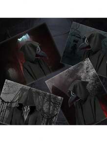 Disfraz Peste Negra para Adultos, Máscara de médico de la peste + Capa, Disfraz de Epocam, Cosplay Máscara Hombre, Steampunk, Accesorios de Halloween, Mujer, Pico - Negro - Ver 4