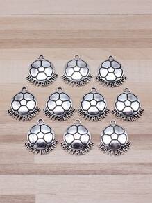 10 件/袋 24x22 毫米(0.94x0.87 英寸)古董銀色最好的朋友足球吊墜適合 Diy 珠寶製作 - 古銀色-10pcs - 查看 1