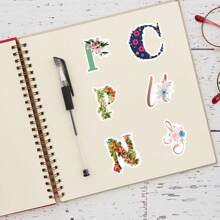 65pcs Floral Letter Stickers, Aesthetic Graffiti Vinyl Waterproof Stickers, Suitable For Water Bottles, Laptops, Phones, Skateboards, Guitars, Luggage, Scrapbooks, Helmets, Party Decorations And Gifts - Multicolor - View 8