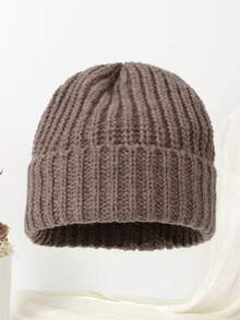 時尚糖果色針織女帽,冬季厚實保暖顱骨帽