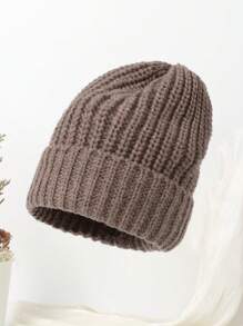 時尚糖果色針織女帽,冬季厚實保暖顱骨帽