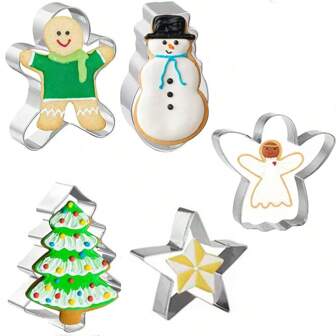 3pcs Random Delivery Christmas Cake Molds, Snowman Cookie Cutters, Stainless Steel Baking Tools For DIY Christmas Decorations Christmas Decor Christmas Gifts Christmas Party Supplies
