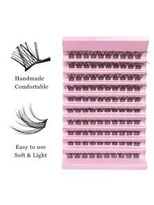 Hinarin 100 Lash Clusters DIY Eyelash Extensions D Curl Natural Looking Lashes Eyelash Clusters Extensions Wispy 8-16MM Lashes Cluster Self-Grafted At Home - D - View 4