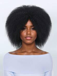 萬聖節化裝用黑色bug軟阿夫羅頭髮假髮,婦女阿芙羅卷髮假髮帶瀏海看起來自然,男性截短式阿芙羅卷髮假髮,毛蟲髮型黑色阿芙羅海浪卷假髮,合成髮阿芙羅假髮,適用於日常派對cosplay節日聖誕佈置以編織時尚假髮