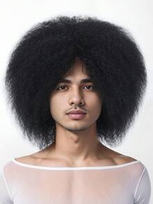 萬聖節化裝用黑色bug軟阿夫羅頭髮假髮,婦女阿芙羅卷髮假髮帶瀏海看起來自然,男性截短式阿芙羅卷髮假髮,毛蟲髮型黑色阿芙羅海浪卷假髮,合成髮阿芙羅假髮,適用於日常派對cosplay節日聖誕佈置以編織時尚假髮