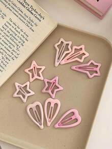 15入組淺粉色漸變霧面bb夾,簡約百搭工作用髮夾 - 彩色 - 查看 3