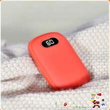Round Stone Hand Warmer And Power Bank 2 In 1, Double-sided Heating Portable Usb Digital Display Constant Temperature Charging Hand Warmer, With 2 Adjustable Temperature Settings. - Red - View 3