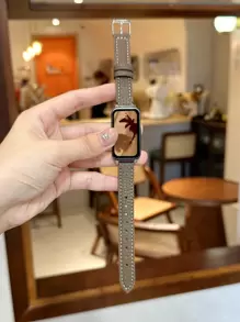 1pc Litchi Textured Synthetic Leather Watch Band With Buckle, Compatible With Huawei Band 10/9/8/7/6, Honor Band 7/6, And Galaxy Fit 3 NFC - Coffee - View 13