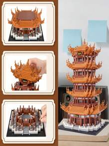黃鶴樓和故宮建築模型套裝,高難度拼圖積木益智玩具,具有風格 - 棕色 - 查看 3
