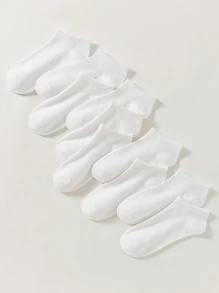 10pairs White Simple & Versatile Ankle Socks - White - View 2