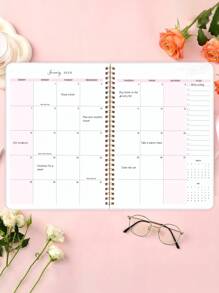 BUBU 2026 年月度计划/日历 - 2026 年 1 月至 2026 年 12 月的月度和周度计划，螺旋形计划笔记本，包含待办事项列表、目标、笔记、返校用品 - 粉色 - 查看 2