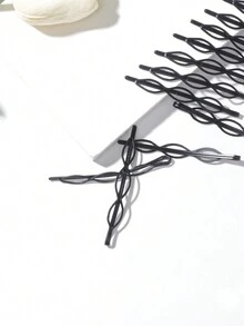 12入組簡約黑色基礎髮夾