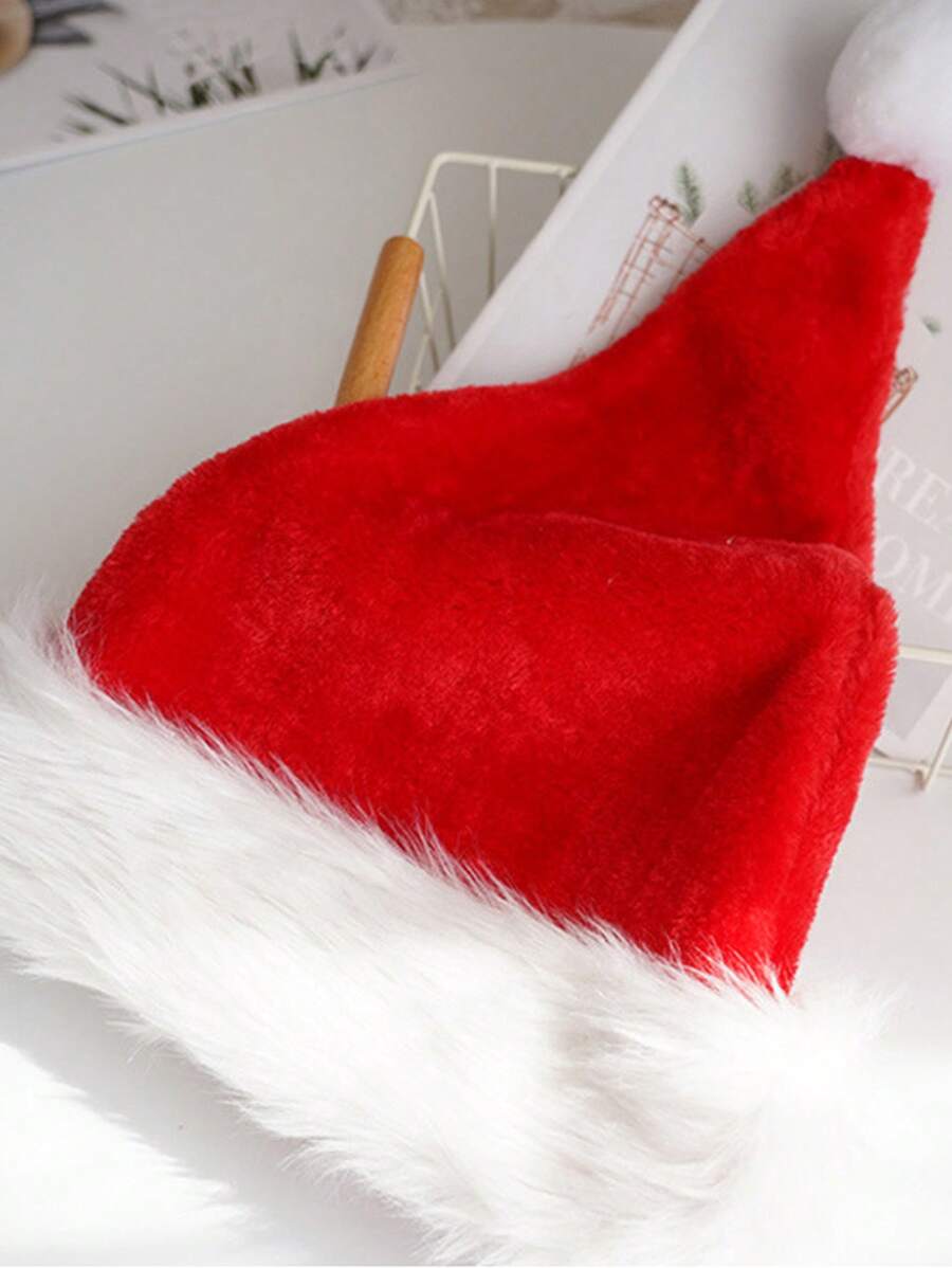 1個聖誕節短毛絨和長毛絨帽子,兒童和成人皆可使用,派對裝飾無紡布帽