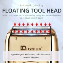Ak-801 雙層箔光面電動剃須刀,男性電動剃鬚刀禿頭剃頭刀,理髮用品頭髮和鬍鬚修剪器,無線充電禮物,適用於男士、父親、丈夫、男友等,剃頭刀電動剃須刀剃光頭理髮器,無線理髮器 - 金色 - 查看 5