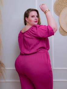 Plus Size Co-Ords - 玫瑰紅 - 查看 5