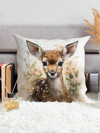 1 件动物图案枕套（无填充物），采用涤纶超柔软材料制成，方形柔软舒适的装饰抱枕，适用于卧室和客厅装饰