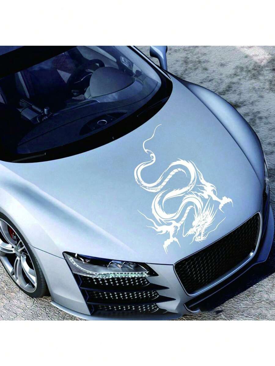 Calcomanía Del Coche Con El Tótem Del Dragón - Blanco - Blanco - Ver 1