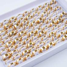 10pcs/pack Fashionable Simple Stainless Steel Flat Plain Band Ring (2/4/6/8mm) Suitable For Men, Engagement, Wedding, Party Gift