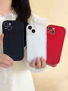 Solid Color Phone Case, Minimalist Phone Case, Silicone Phone Case, Fashion Phone Case, Black, White, Pink Phone Case, Compatible With IPhone Phones