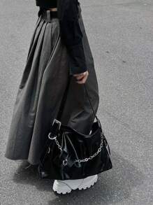 2023款新女士手提包,斜跨包,肩包,高端風格並帶有大容量 - 黑色 - 查看 1