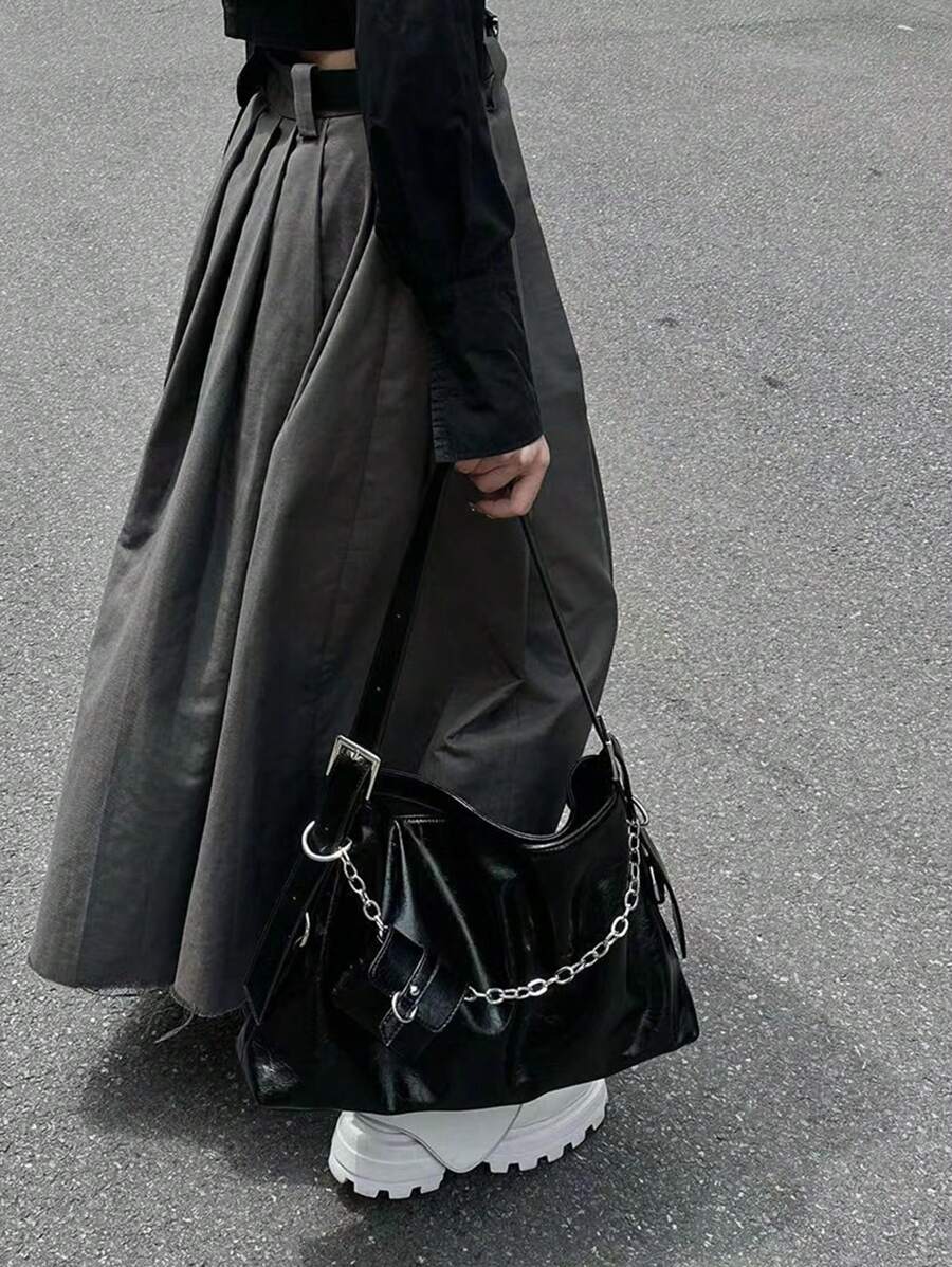 2023款新女士手提包,斜跨包,肩包,高端風格並帶有大容量 - 黑色 - 查看 1