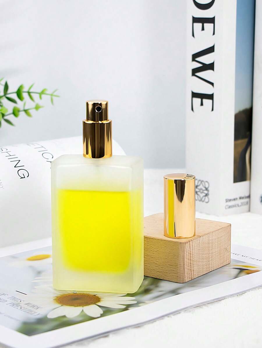 100ml Refillable Portable High-End Fashionable Glass Perfume Bottle With Gold Spray Nozzle - Frosted White - White - View 1