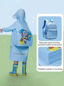 Chubasquero Transpirable Impermeable Y Ponchos Portátil Con Dibujos Para Niños - Azul - Ver 2