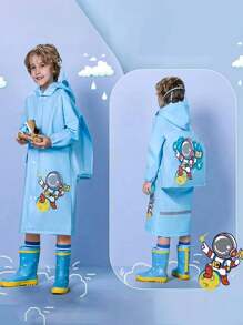 Chubasquero Transpirable Impermeable Y Ponchos Portátil Con Dibujos Para Niños - Azul - Ver 1