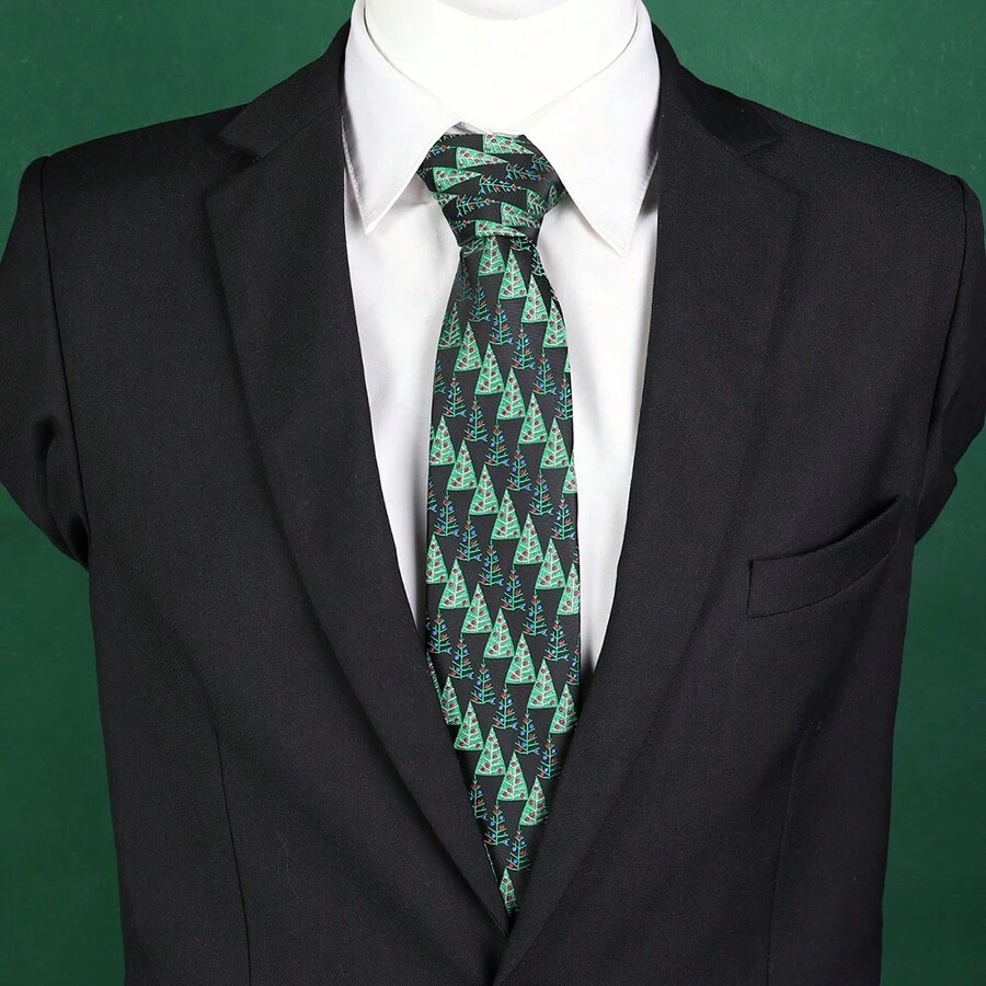 1條男士提花網紗結領帶,聖誕節服飾配件