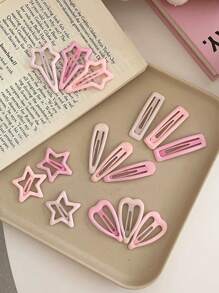 15入組淺粉色漸變霧面bb夾,簡約百搭工作用髮夾 - 彩色 - 查看 2