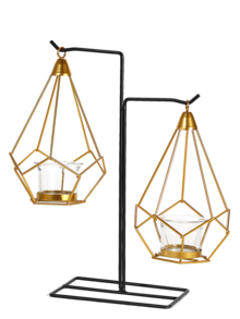 1入鐵藝金色掛燭台,適用於家庭、婚禮裝飾和金屬工藝裝飾 - 黑色 - 查看 5