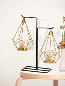 1入鐵藝金色掛燭台,適用於家庭、婚禮裝飾和金屬工藝裝飾 - 黑色 - 查看 4