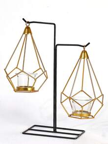 1入鐵藝金色掛燭台,適用於家庭、婚禮裝飾和金屬工藝裝飾 - 黑色 - 查看 2