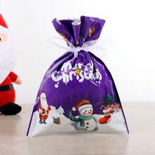 1pc Santa Claus Drawstring Gift Bag With Aluminum Foil Candy Packaging For Christmas Gift, Purple - Purple - View 5