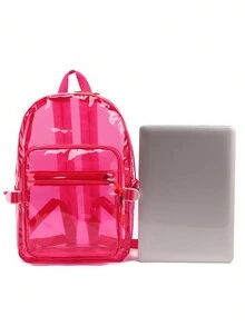 Tinyat女士防水pvc口袋透明粉紅色背包,透明pvc防水書包