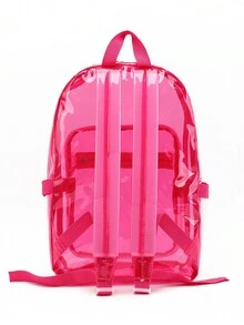 Tinyat女士防水pvc口袋透明粉紅色背包,透明pvc防水書包