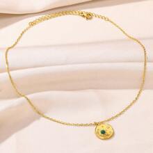 1 件時尚不銹鋼太陽和星星吊墜項鍊女士金色,非常適合派對和禮物