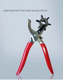 1pc Leather Hole Puncher, Round Hole Punch Gun, Punch Plier, Red - Red - View 9