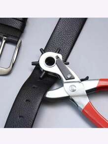 1pc Leather Hole Puncher, Round Hole Punch Gun, Punch Plier, Red - Red - View 2