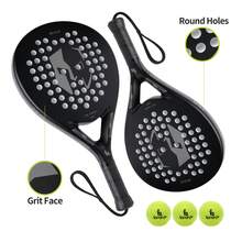 Raqueta De Tenis O Bádminton Ianoni Con Superficie De Fibra De Carbono Y Núcleo De Espuma Flexible De Eva - Negro - Ver 4