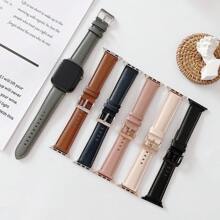 1pc Women's Leather Strap With Stainless Steel Buckle Compatible With Apple Watch, Compatible With Ultra/Se/8/7/6/5/4/3/2/1 And 38/40/41/42/44/45/49mm - Black - View 3